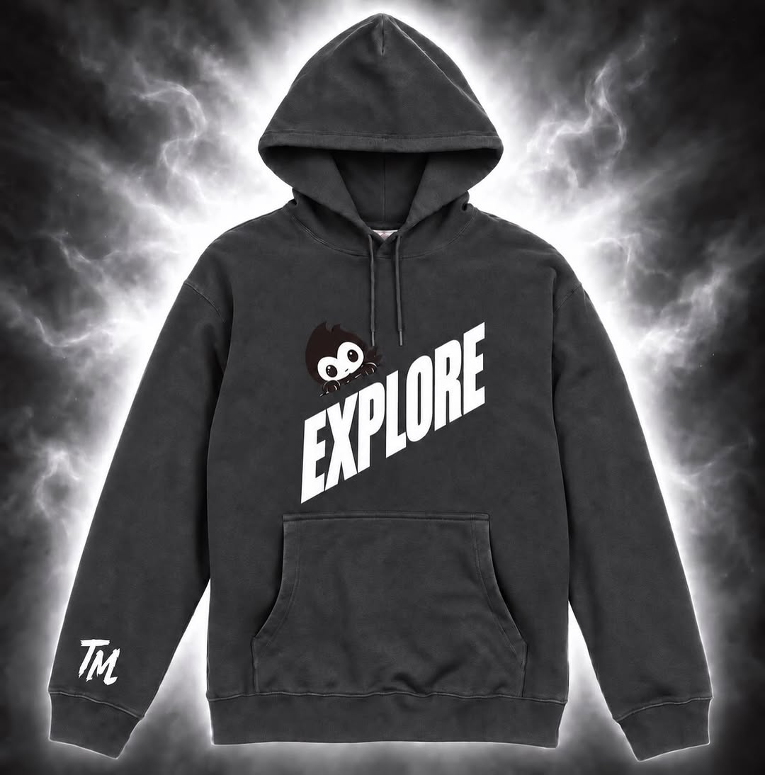TM⑮再起 EXPLORE 立体文字パーカー チャコールグレー