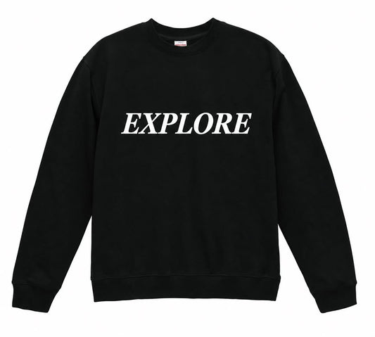 TM⑬挑戦者 EXPLORE 立体文字スウェット ブラック