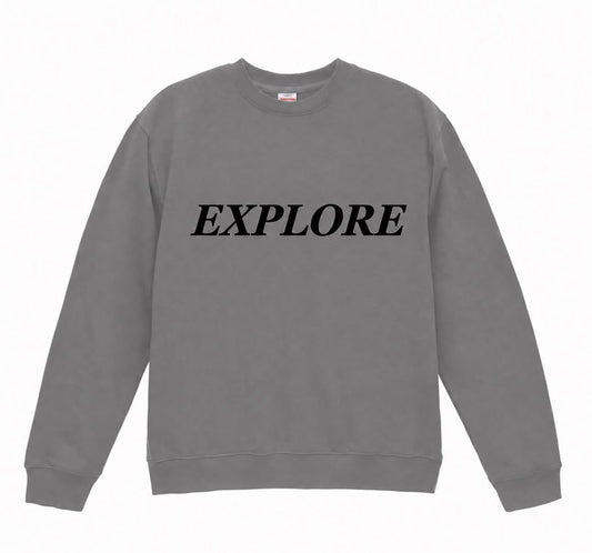 TM⑬挑戦者 EXPLORE 立体文字スウェット グレー