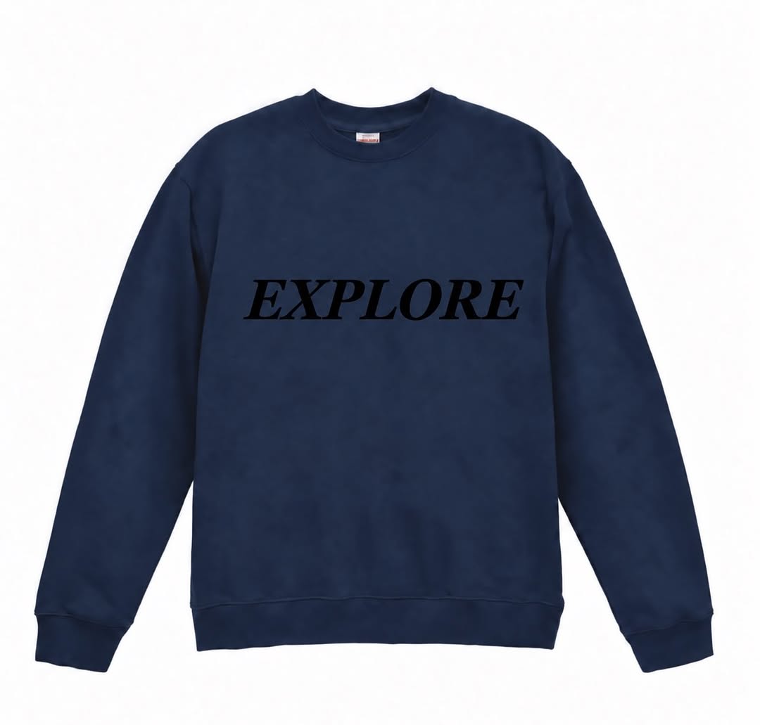 TM⑬挑戦者 EXPLORE 立体文字スウェット ネイビー