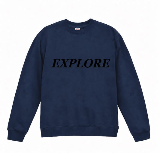 TM⑬挑戦者 EXPLORE 立体文字スウェット ネイビー