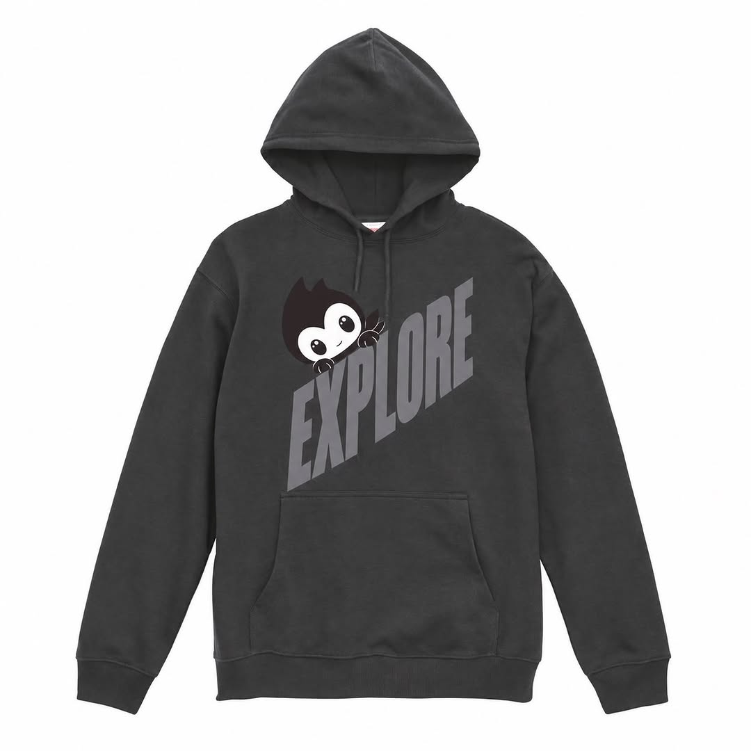 TM⑭逆境 EXPLORE パーカー チャコールグレー